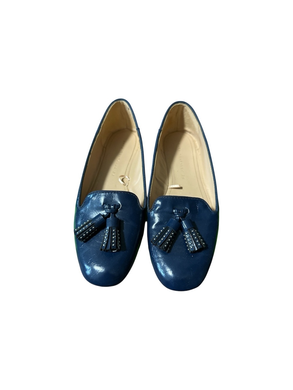 Zara Navy Patent Tassel Loafers